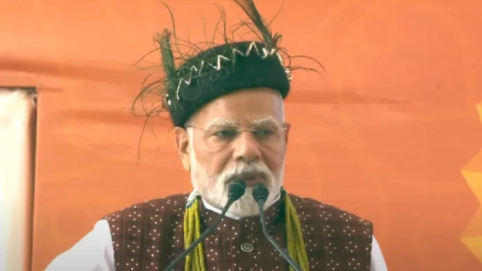 Prime Minister Narendra Modi addresses a rally in Itanagar