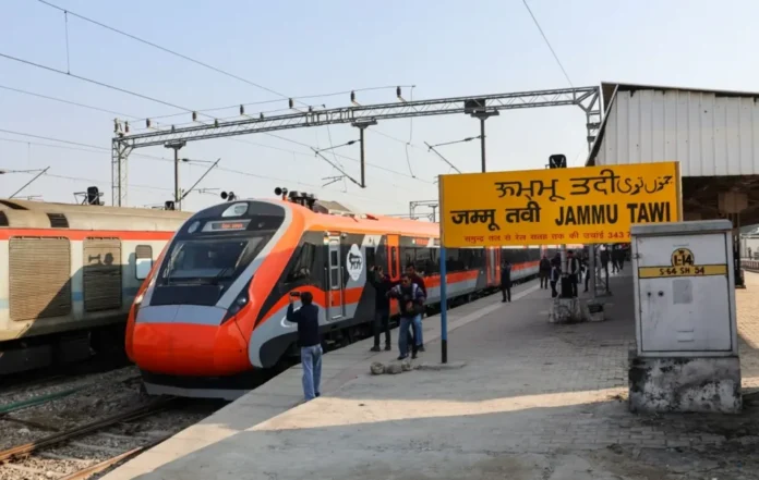 Vande Bharat train on Indian railway tracks
