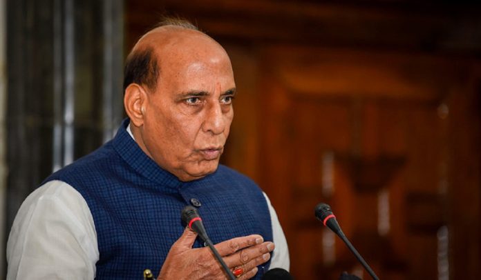 Defence Minister Rajnath Singh addressing an event