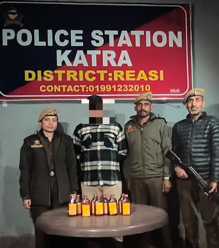 Illegal Liquor Smuggling Foiled by Reasi Police; Accused Nabbed in Katra